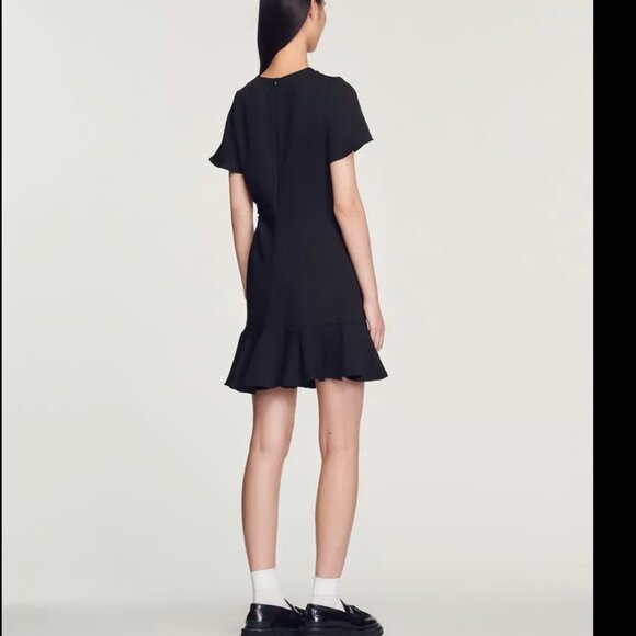 Sandro Tessa Mini Dress In Black Size 40 - Picture 5 of 8